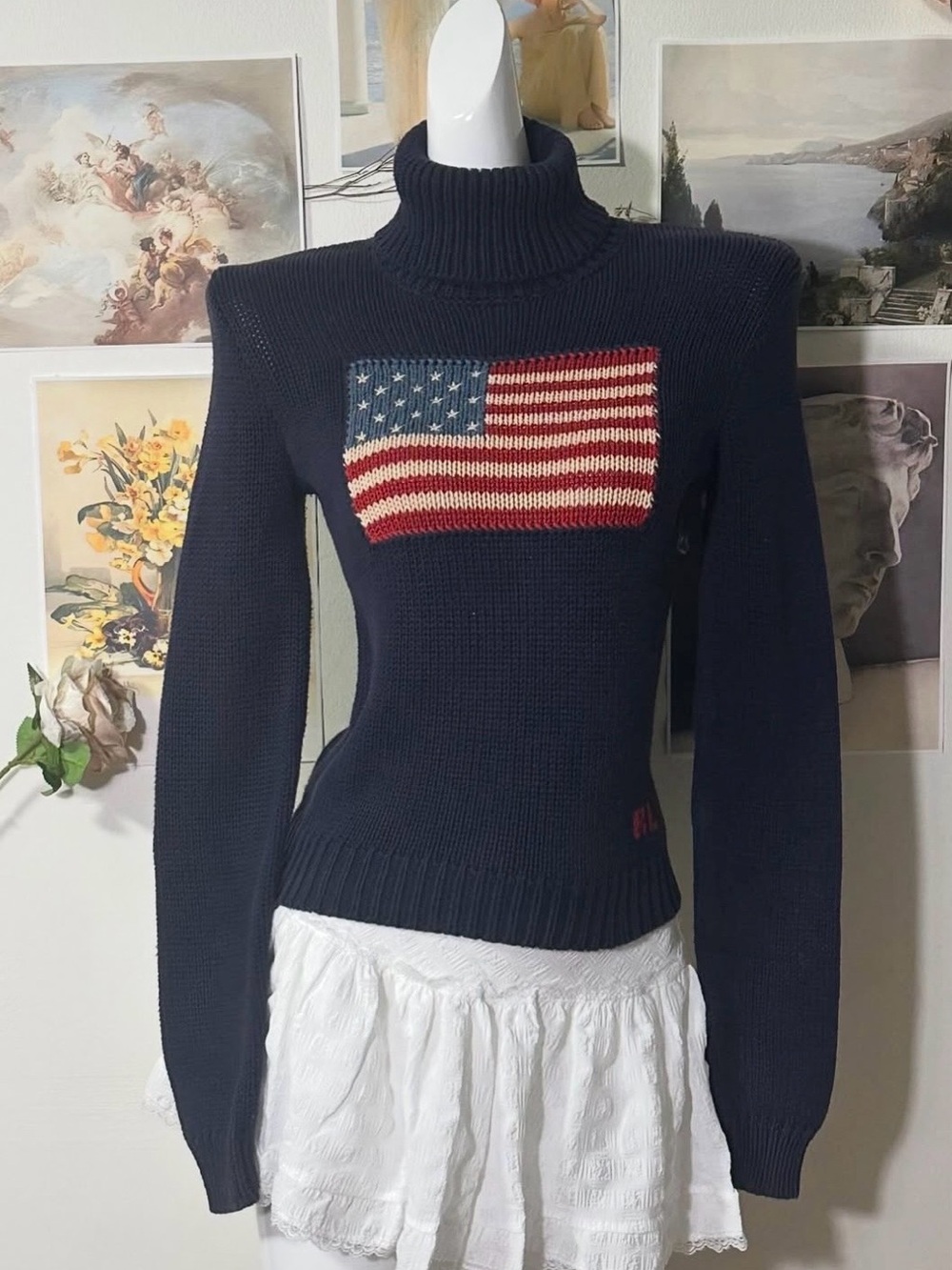 Vintage Ralph Lauren Polo American Flag Turtleneck Sweater - Picture 12 of 12
